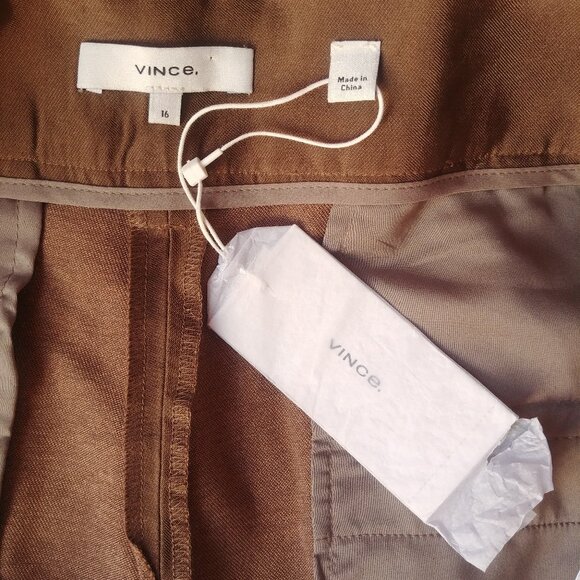 NEW WITH TAGS Vince size 16 silky pants trousers olive green taupe brown - Picture 10 of 10